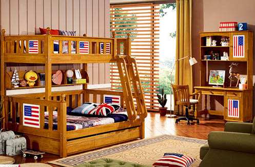 Giường tầng gỗ tự nhiên cho bé trai LSL0903 (1.2M)