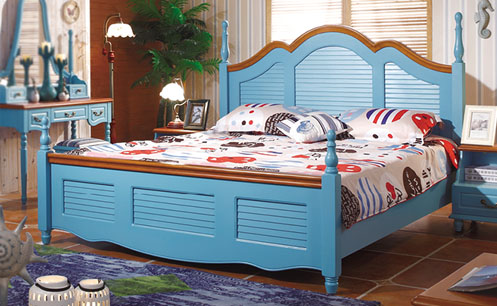 Giường ngủ nhập khẩu màu xanh dương