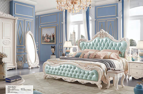Combo giường tủ tân cổ điển màu xanh